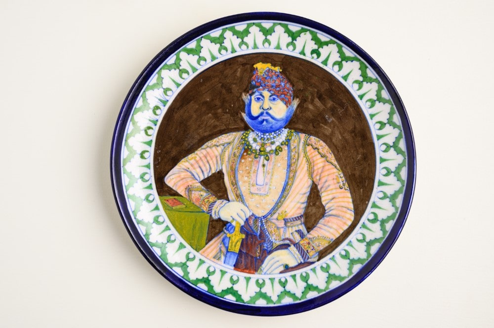 Maharaja of Jodhpur II - Miniature Portrait in Blue Pottery