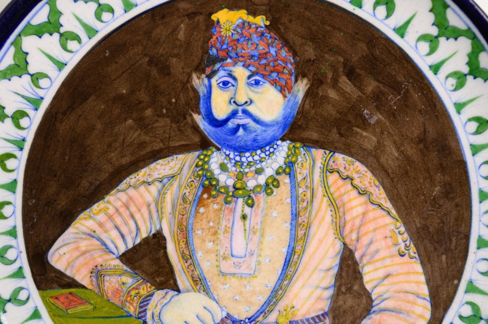 Maharaja of Jodhpur II - Miniature Portrait in Blue Pottery