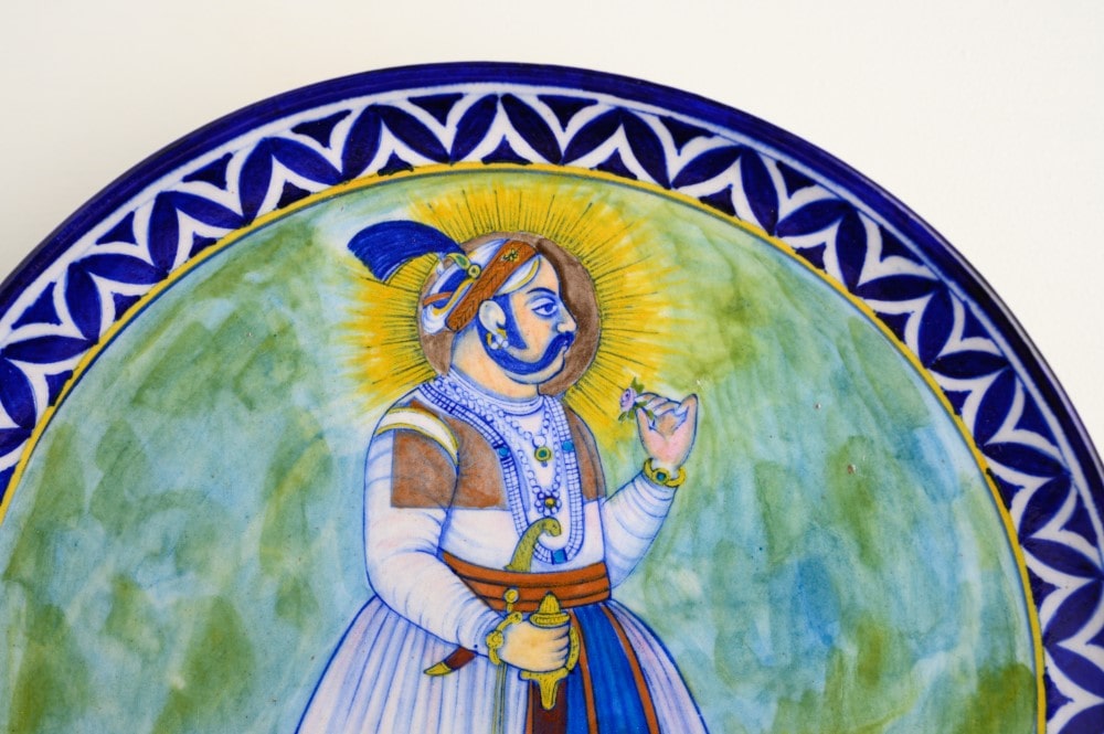 Maharaja Sawai Madho Singh - Miniature in Blue Pottery