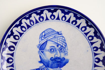 Maharaja Sawai Ram Singh II - Miniature Portrait in Blue Pottery