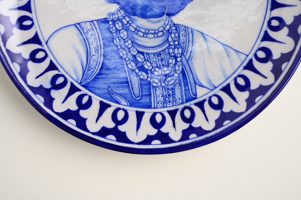 Maharaja Sawai Ram Singh II - Miniature Portrait in Blue Pottery