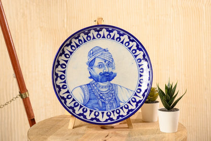 Maharaja Sawai Ram Singh II - Miniature Portrait in Blue Pottery