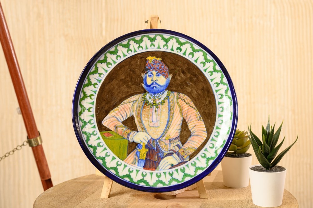 Maharaja of Jodhpur II - Miniature Portrait in Blue Pottery