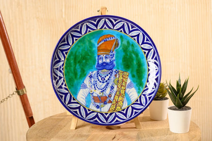 Maharaja of Jodhpur I - Miniature Portrait in Blue Pottery